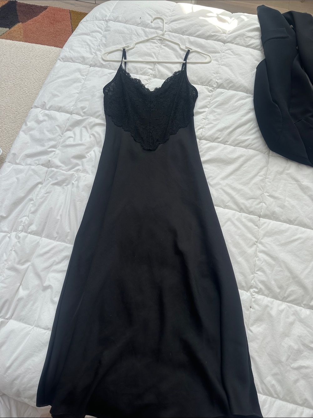 Aritzia Black Lace-Trim Slip Dress